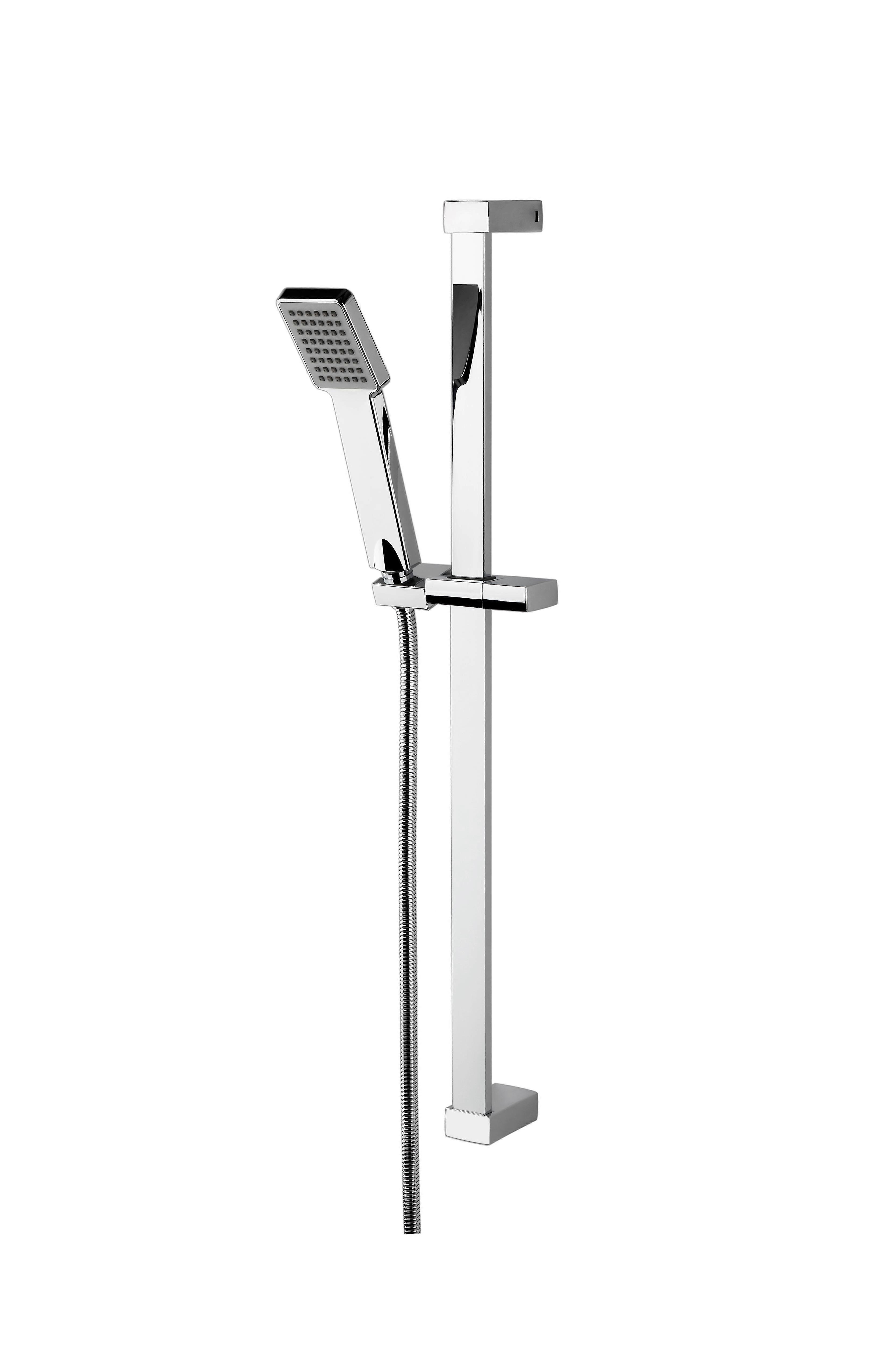 Square Slide Rail Shower Kit with Single Function Head - Chrome