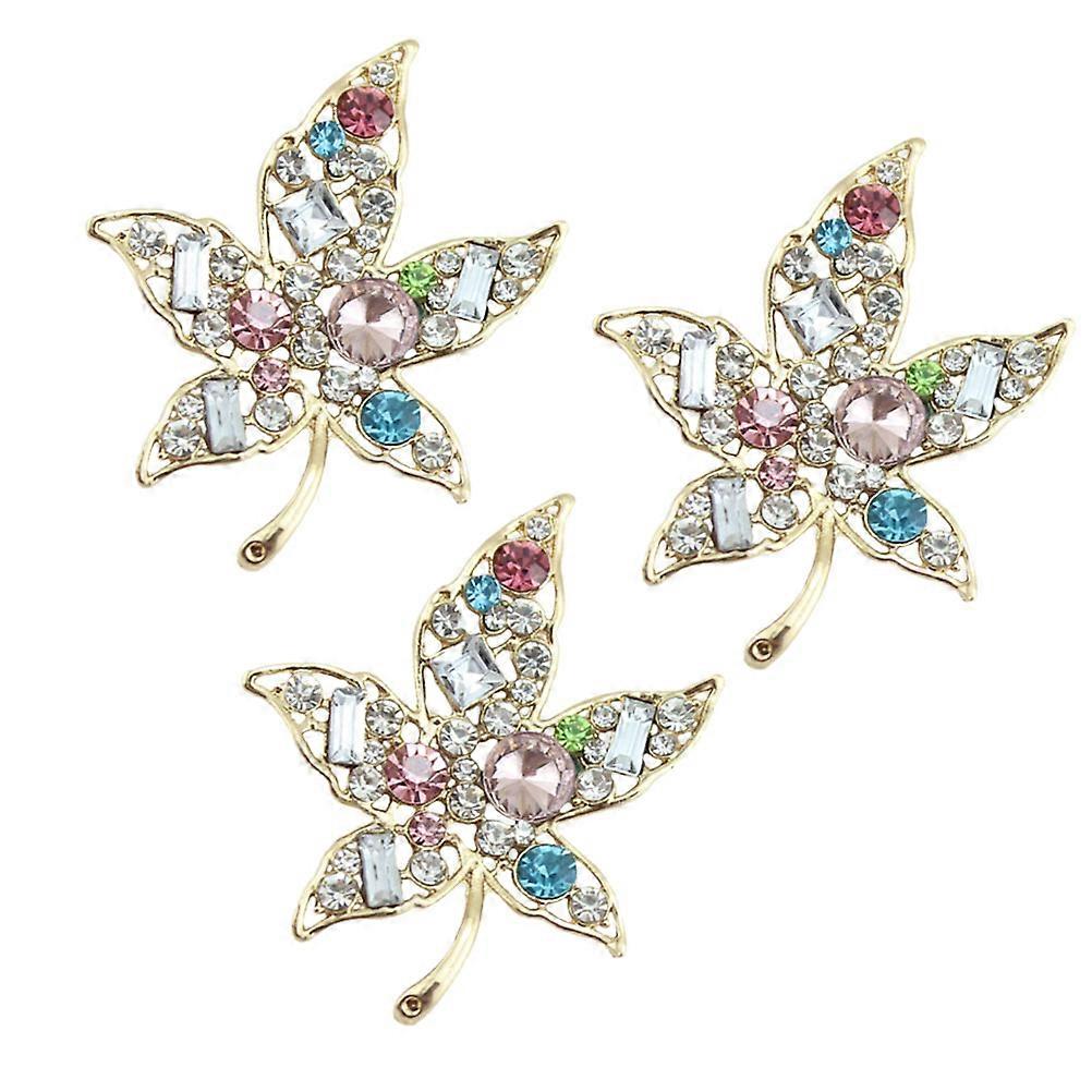 Phone Case Decor Maple Leaf Decoration with Rhinestone Inlaid 3Pcs Set