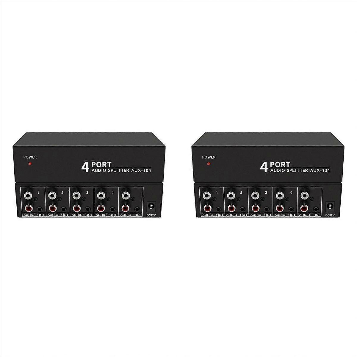 Audio Splitter 1 in 4 Out L/R for PC DVD Speaker Splitte, EU Plug