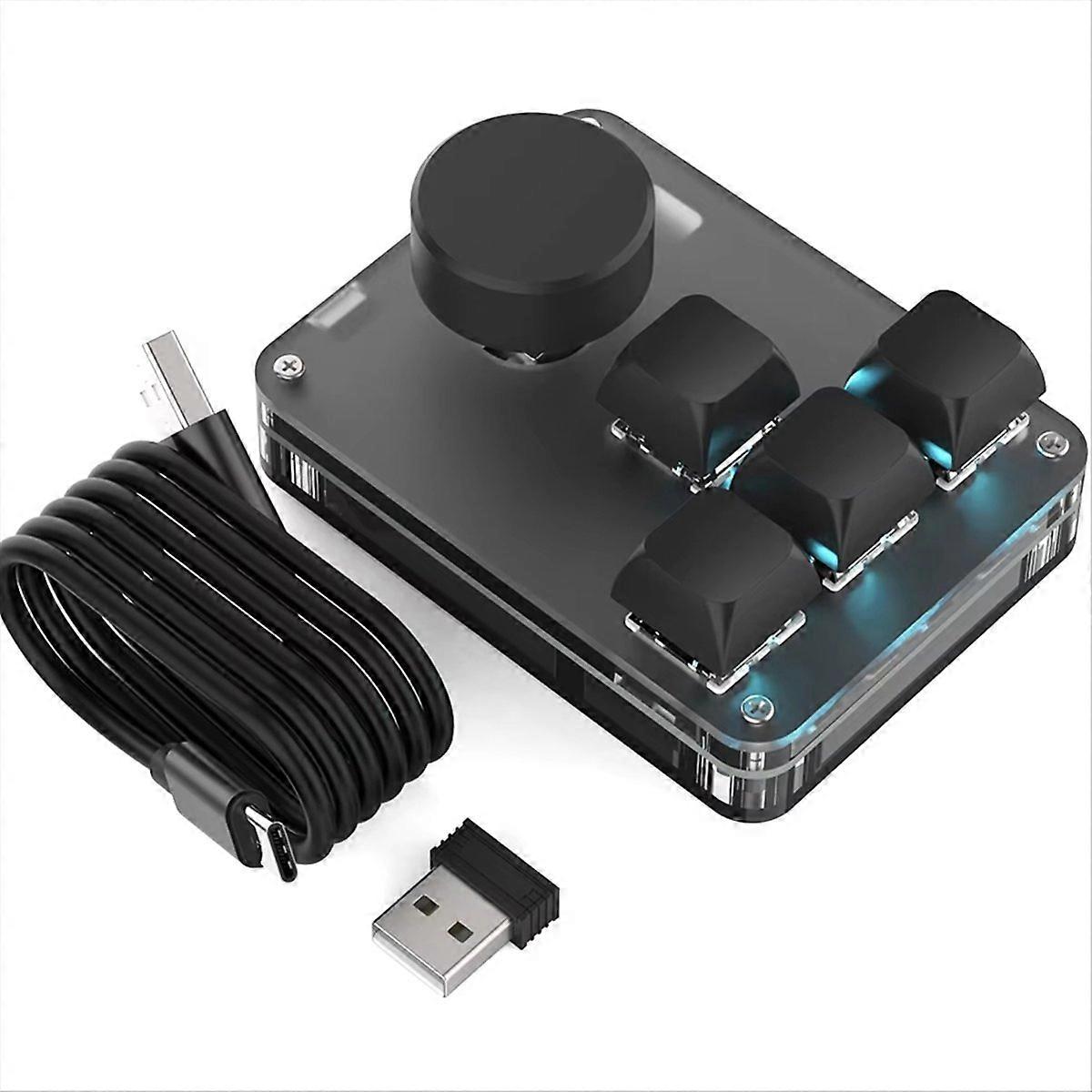 2.4G Mini Macropad Macro Programming Keyboard 4 Keys Knob Multimedia