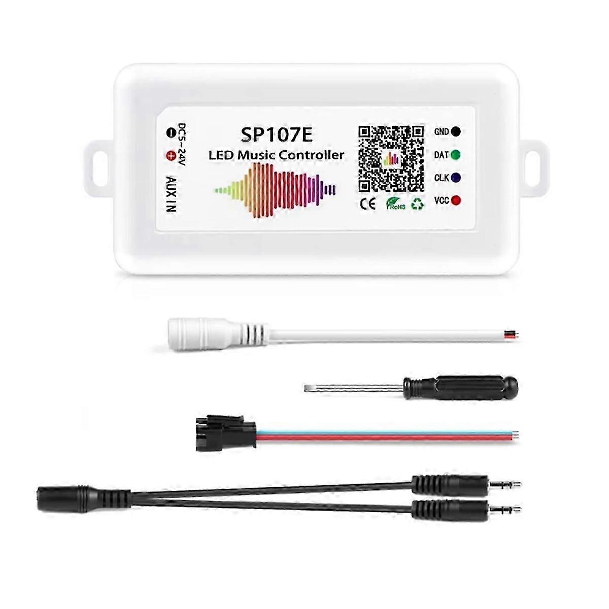 LED Strip Light Controller SP107E Music Controller for WS2812B WS2811 LED Strip Lights DC5-24V Pixe
