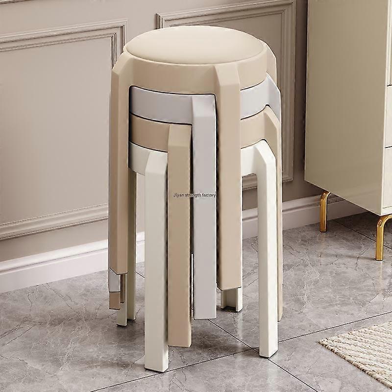 Stackable Plastic Stool, Heavy Duty, Modern Simple High Round Seat, Durable for Adults