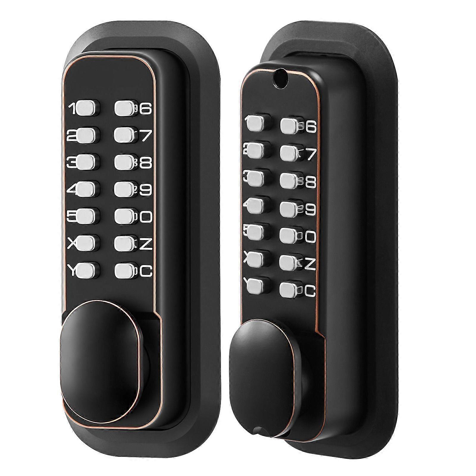 Mechanical Keyless Entry Door Lock, 4-7 Digits Code, Double-Sided Push Button Combination Mechanical Keypad Door Knob