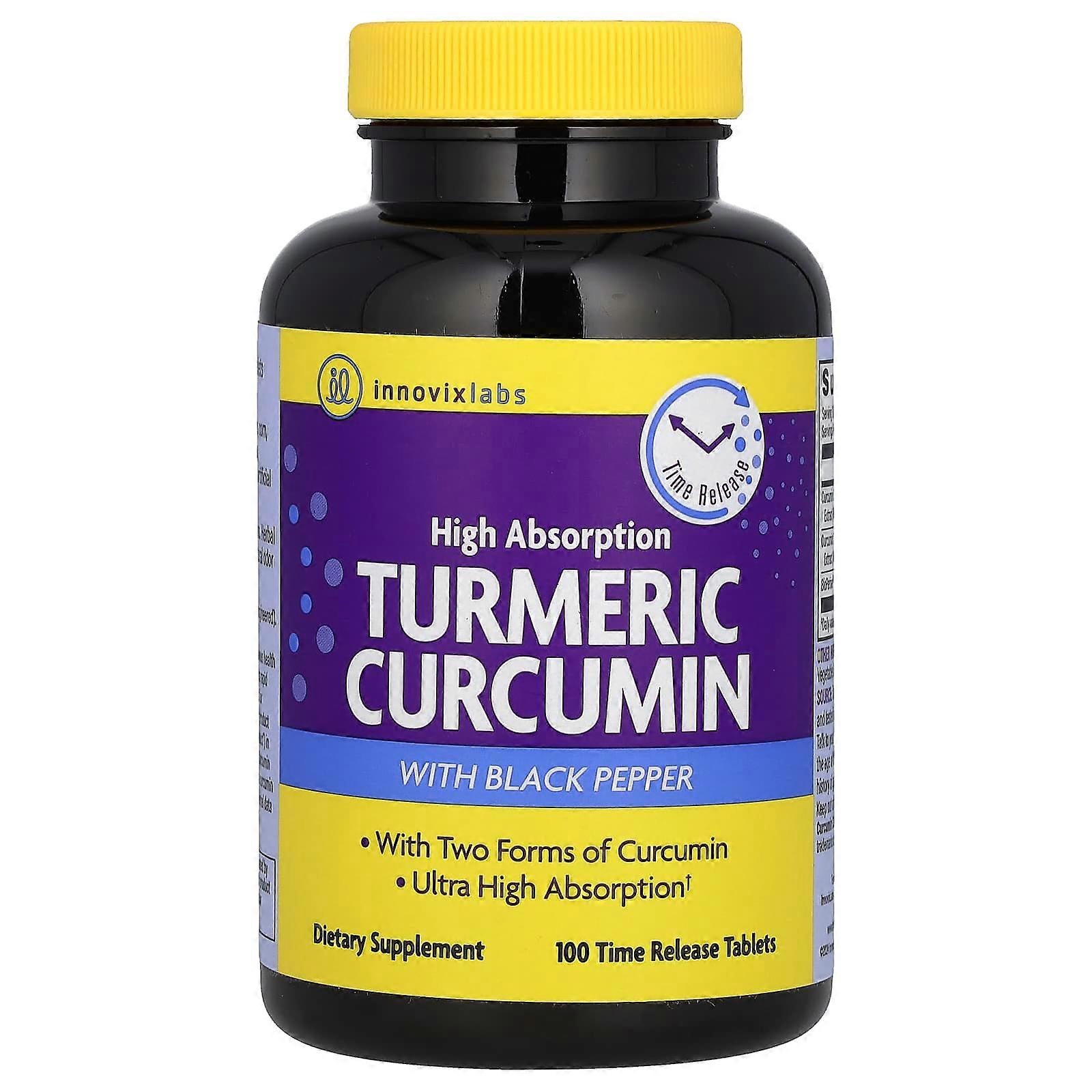 InnovixLabs, High Absorption Turmeric Curcumin, 100 Time Release Tablets