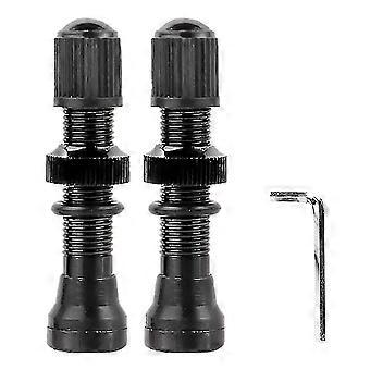 2pcs Bicicleta Schrader A/v Válvulas 40mm Para Bordas Tubeless Mtb, preto
