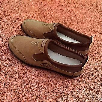 Herre Slip-On Casual Loafers Lette Komfortable Tursko Pustende Flate Hverdagssko Sklisikker Såle Brun
