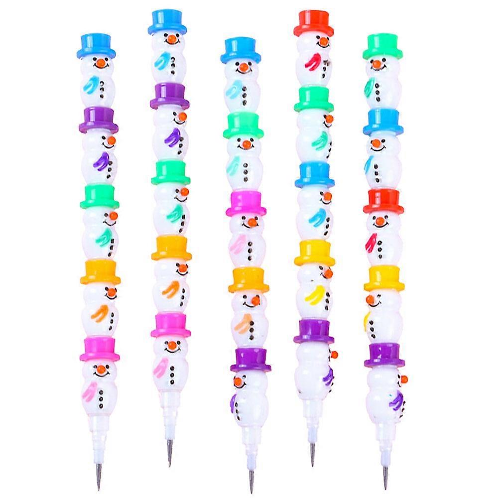 Assorted Color Accumulated Pencils Plastic Stackable Writing Pencils 5Pcs