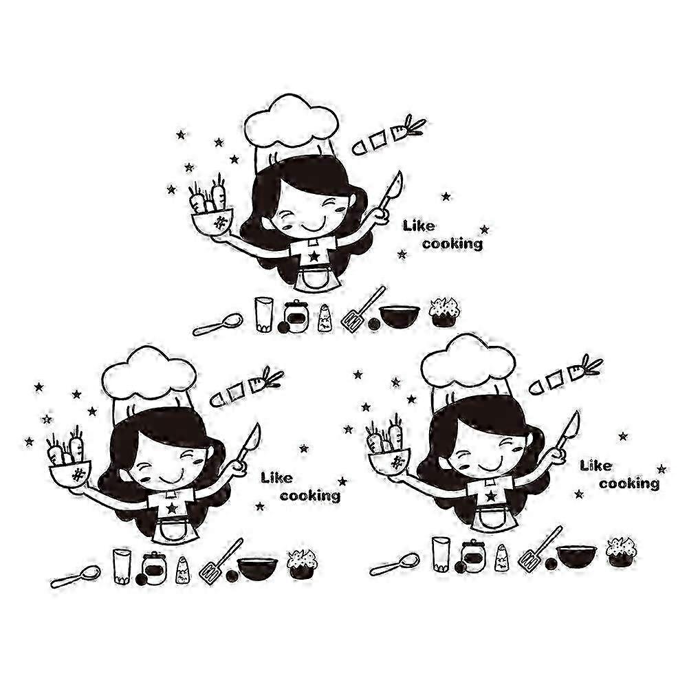 Kitchen Wall Sticker Removable for 3Pcs Creative Decor