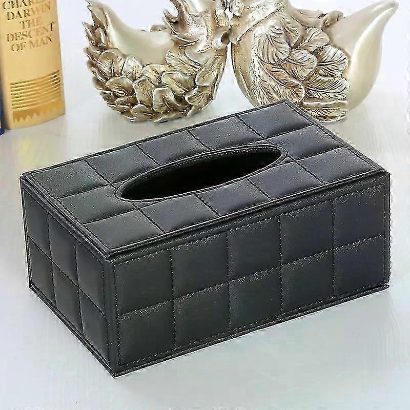 Rectangular Leather Tissue Box (Black)