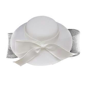 Eleganter Brauthut mit aufwendiger Schleife aus Acryl, klassisch weiß/schwarz, Hochzeitshut