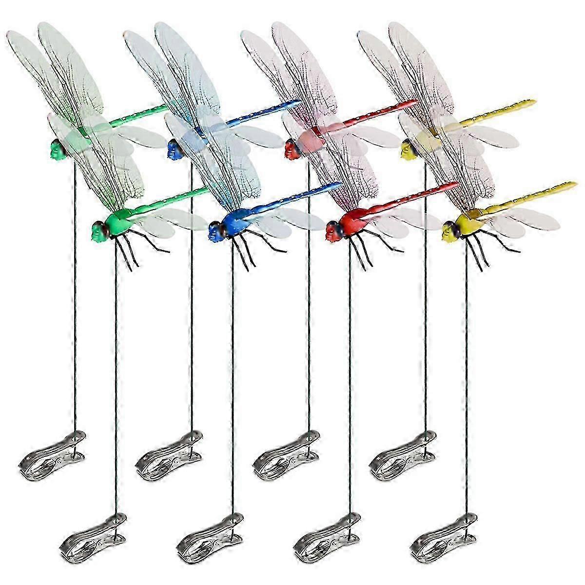 3D dragonfly garden decor for outdoor pole clips