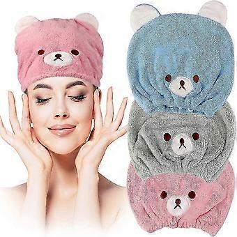 3pcs Toalla de secado del cabello compatible con niños Niñas Suave absorbente Niños Cabello seco C