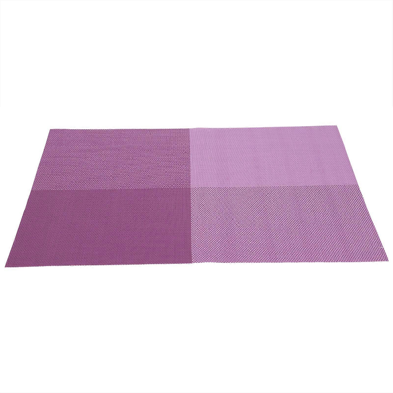 4pcs Rectangle Table Mats compatible Dining Table Plaid Pattern PVC Dining Placemat  (Purple)
