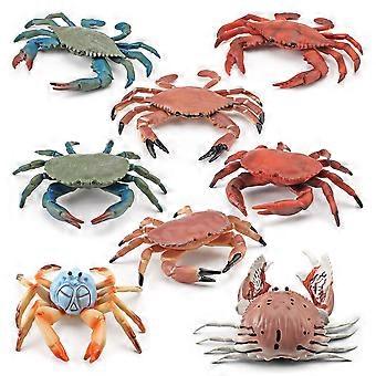 8Pcs Realistic Crab Figures Set, PVC Ocean Creatures Model, Educational Marine Life Toys, Crab Decoration for Kids, Beach & Sea Animal Figurines for B