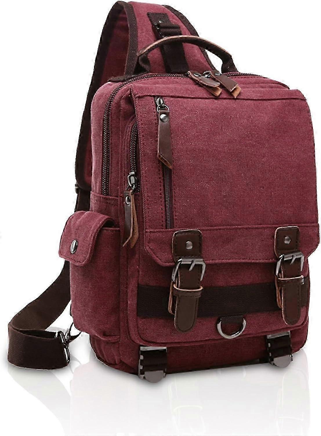 Breathable Canvas Backpack for Men,Red A