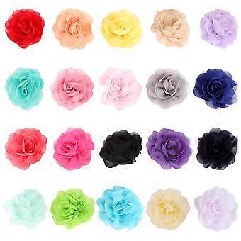 20 stks Simulatie 3D Rose Flower Hair Clip Set Chiffon Rose Hair Clips voor Vrouwen Meisjes