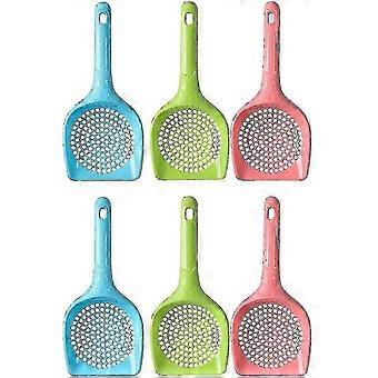 Small Cat Litter Shovel 6 Pack, Plastic Random Colors, Durable Deep Design Long Handle