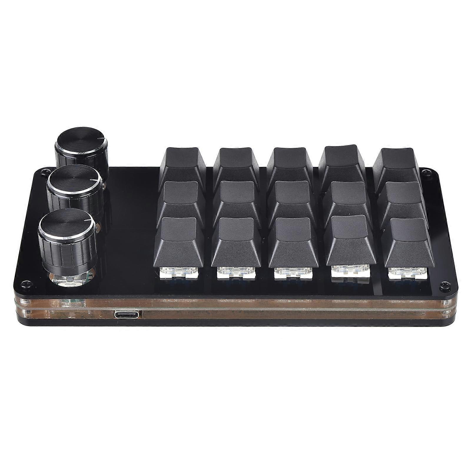 15 Key 3 Knob Programmable Mechanical Keypad with Dual Rotary Knobs and Custom Macro Control