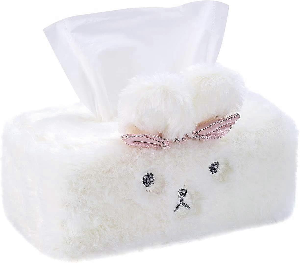 Cute Tissue Box Cover, Fluffy Plush Cover