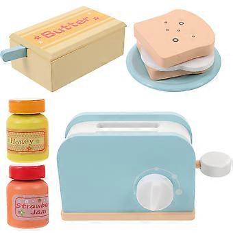 Toy Toaster for Kids Kitchen Wooden Pretend Appliance 1Set