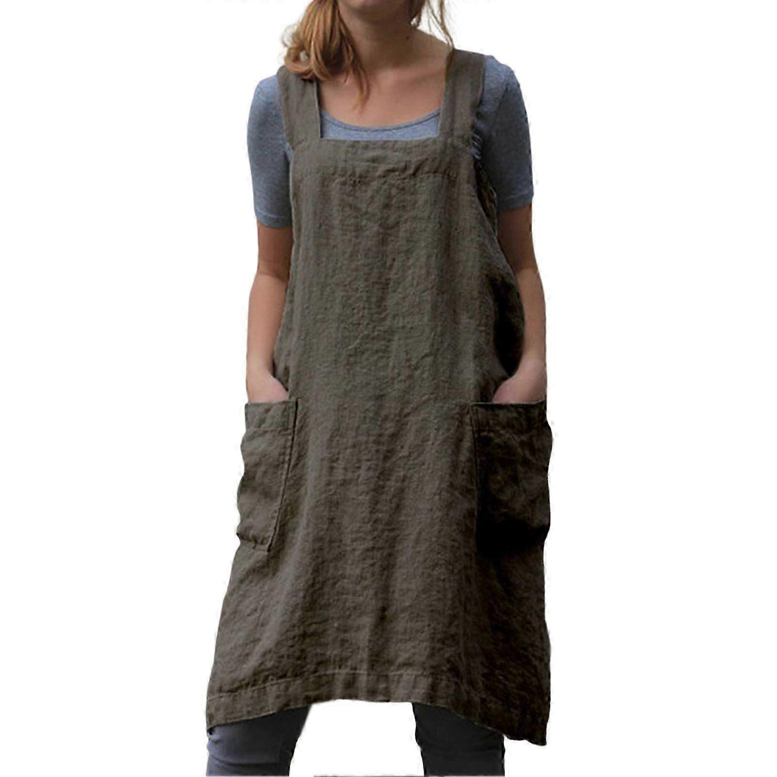 Crisscross Back Apron  Pockets & Solid Color  for Kitchen & Gardenyx