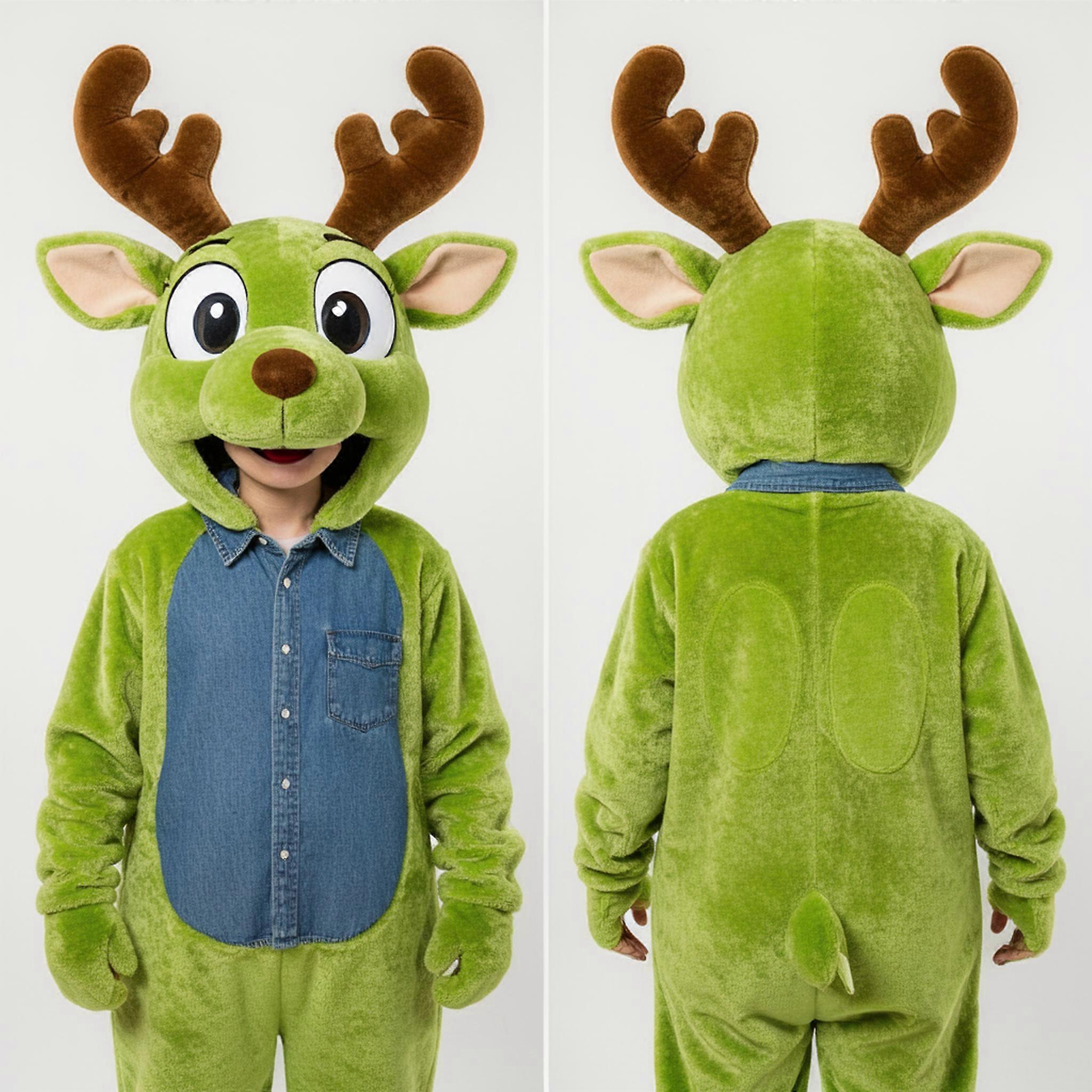 MASTICOT Lime Green Playful Reindeer Mascot