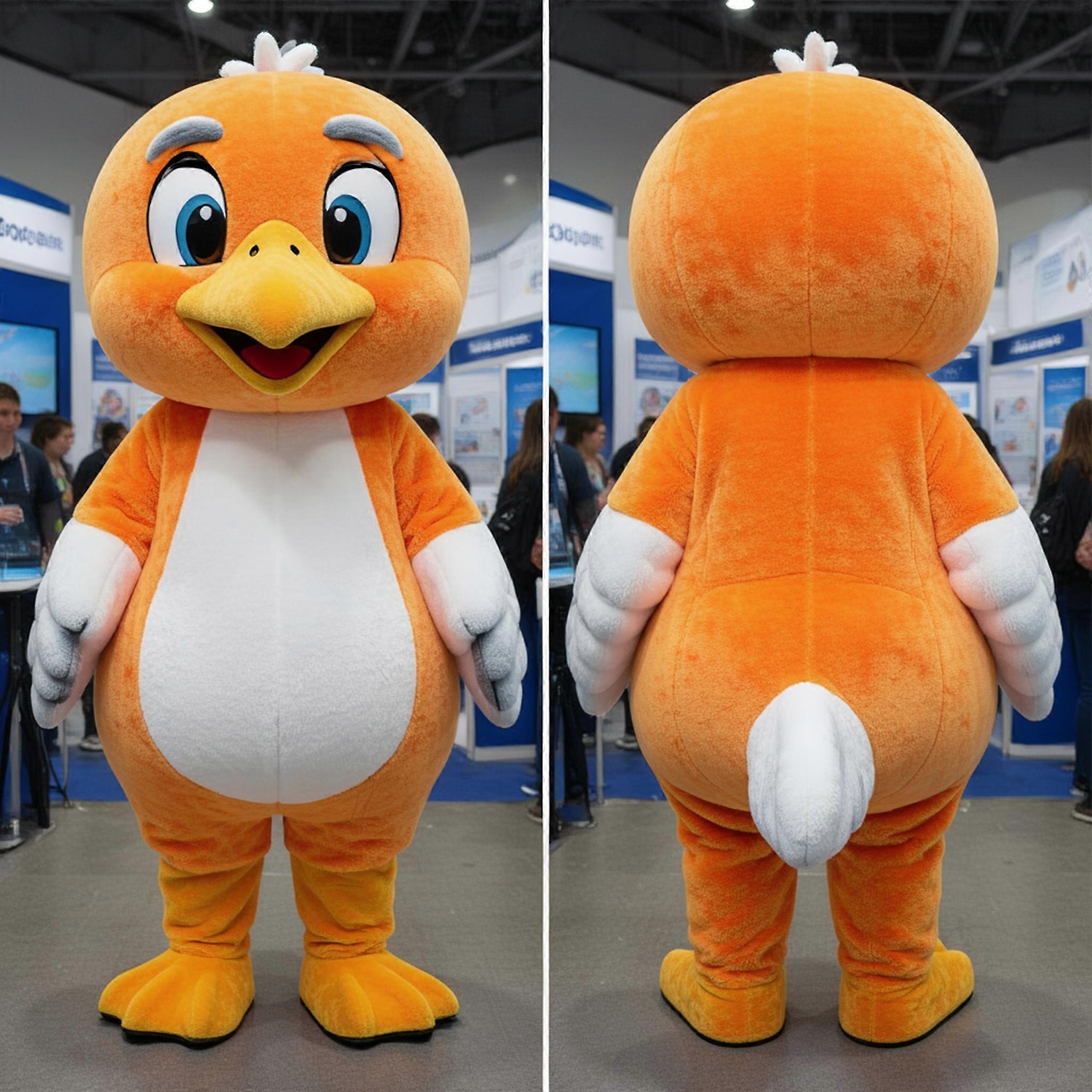 MASTICOT Orange Round Headed Seagull Mascot
