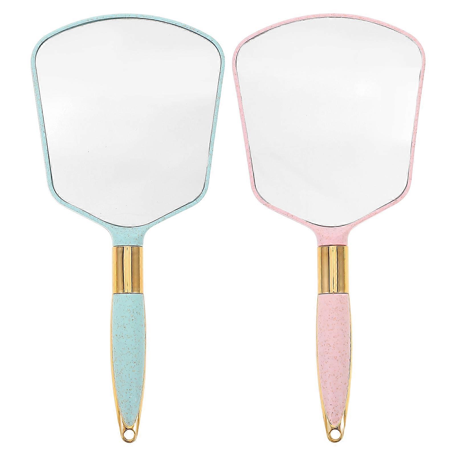 Portable Makeup Mirror with Handle for Precise Makeup Application 2Pcs Assorted Color