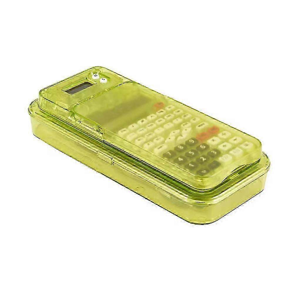 Luxmoc Multi-Function Scientific Calculator Transparent Pencil Case Time Display Scientific Function Calculator Yellow