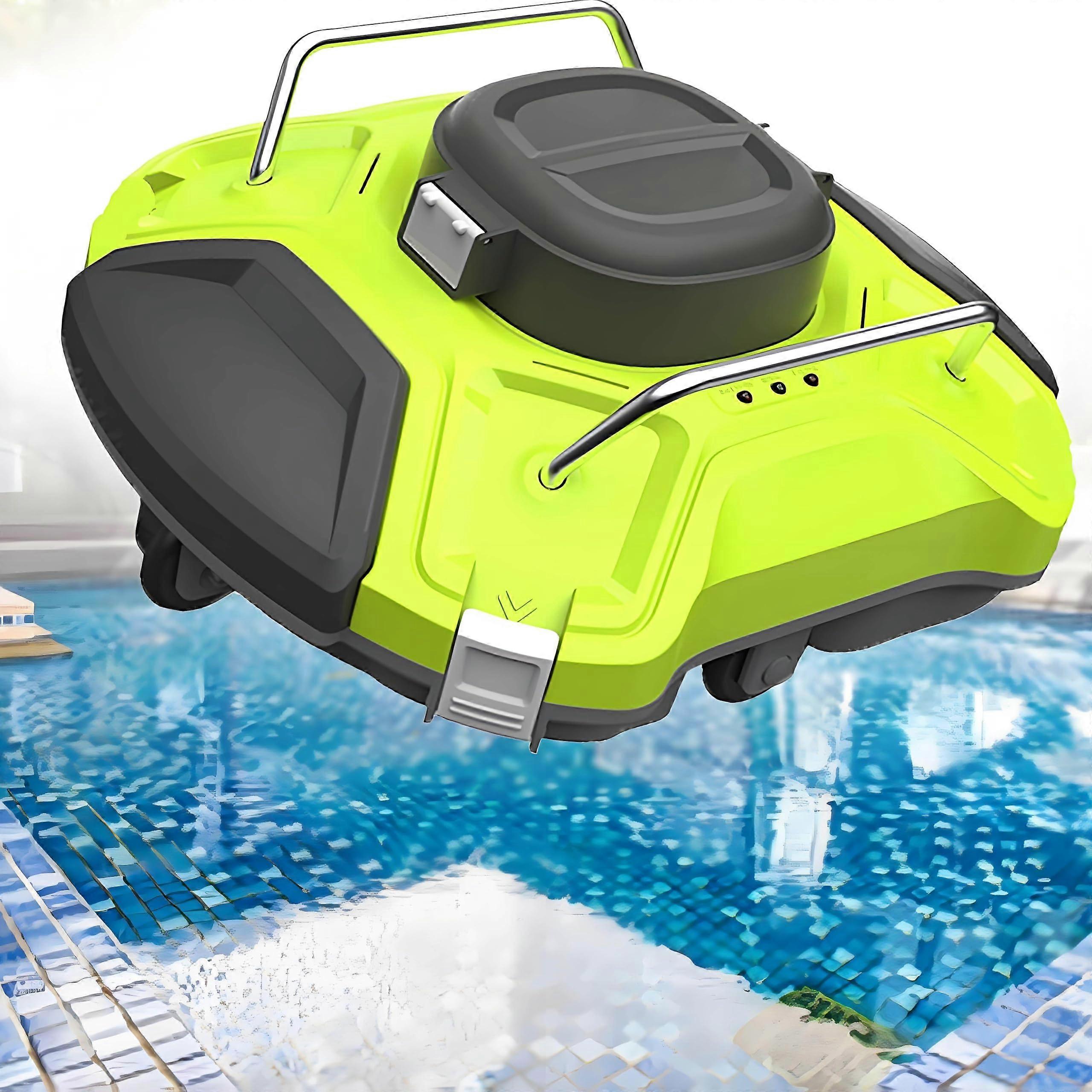 Robotic Pool Cleaner with Strong Suction, LED Indicator and Hook for Automatic Underwater Cleaning