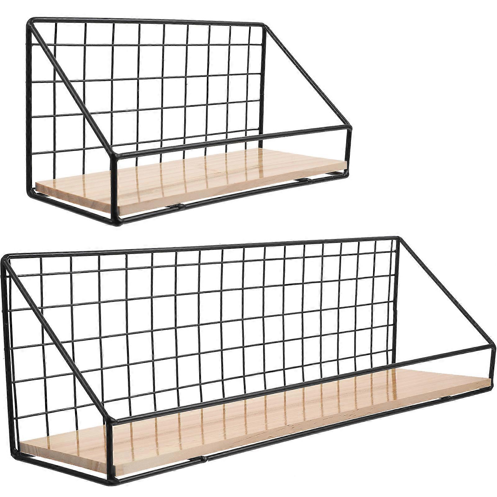 Wall Mounted Storage Rack Floating Shelves with Assorted Colors 2Pcs Set