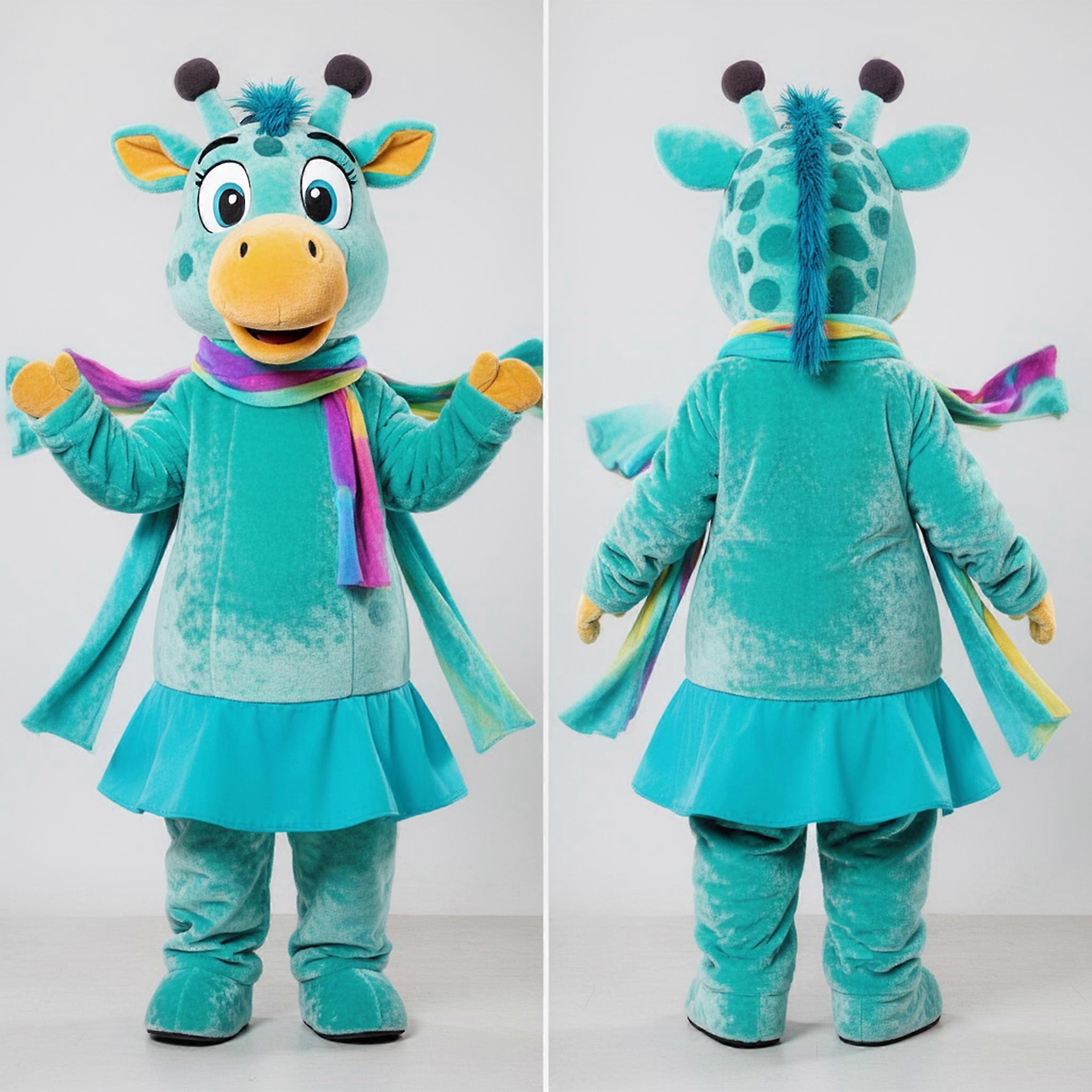 MASTICOT Turquoise Cartoon Giraffe Mascot