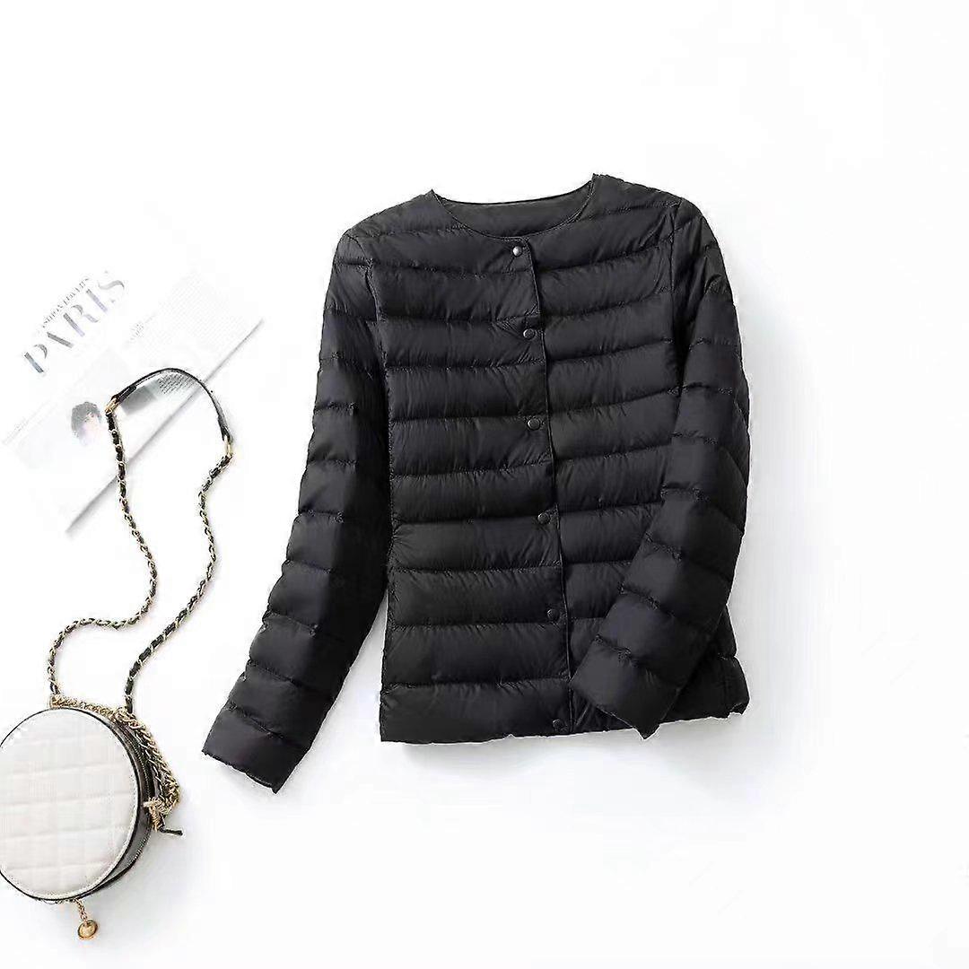Women's Lightweight Down Jacket - V-Neck, Round Neck, Solid White, Simple Design, Thin & Lightweight Duck Down Coat