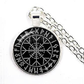 Vegvisir Viking Compass Necklace Warrior Symbol Rune Amulet Collier Pendant Necklace Glass Cabochon Men Women Jewelry Gift, 1 873.