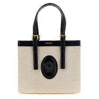 Versace Beige Linen Tote Bag