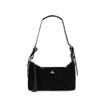 Vivienne Westwood Black Suede Leather Shoulder Bag