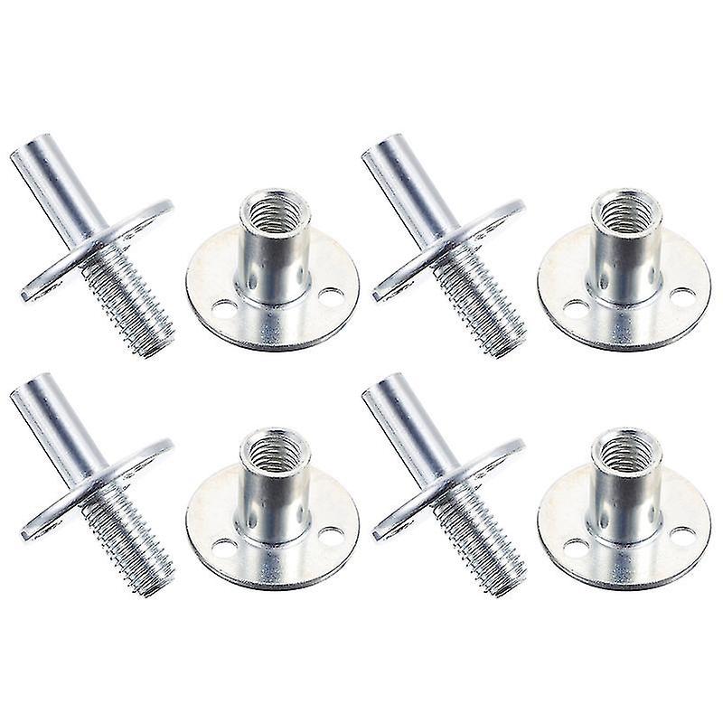 5.2X3.9x0.25cm Silver Wire Caps & Nuts 4pcs Practical Bed Column Connection Screws Furniture Fixing