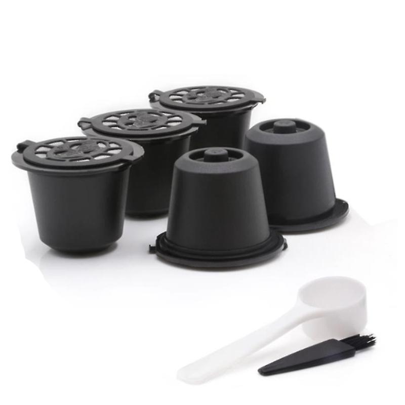 5 Reusable Capsules Refillable Coffee Capsule Filter with Coffee Machines with Coffee Spoon Brush