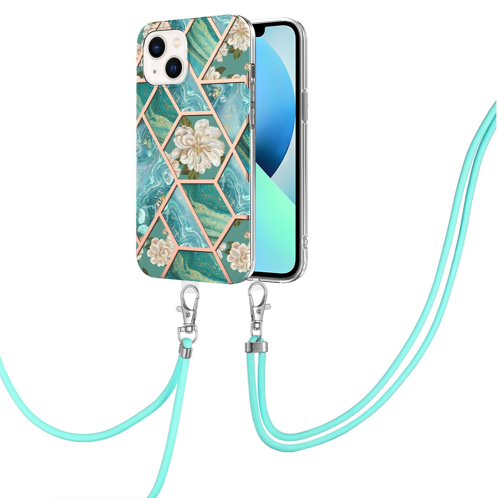 Marble Flower Pattern TPU Case For iPhone 15