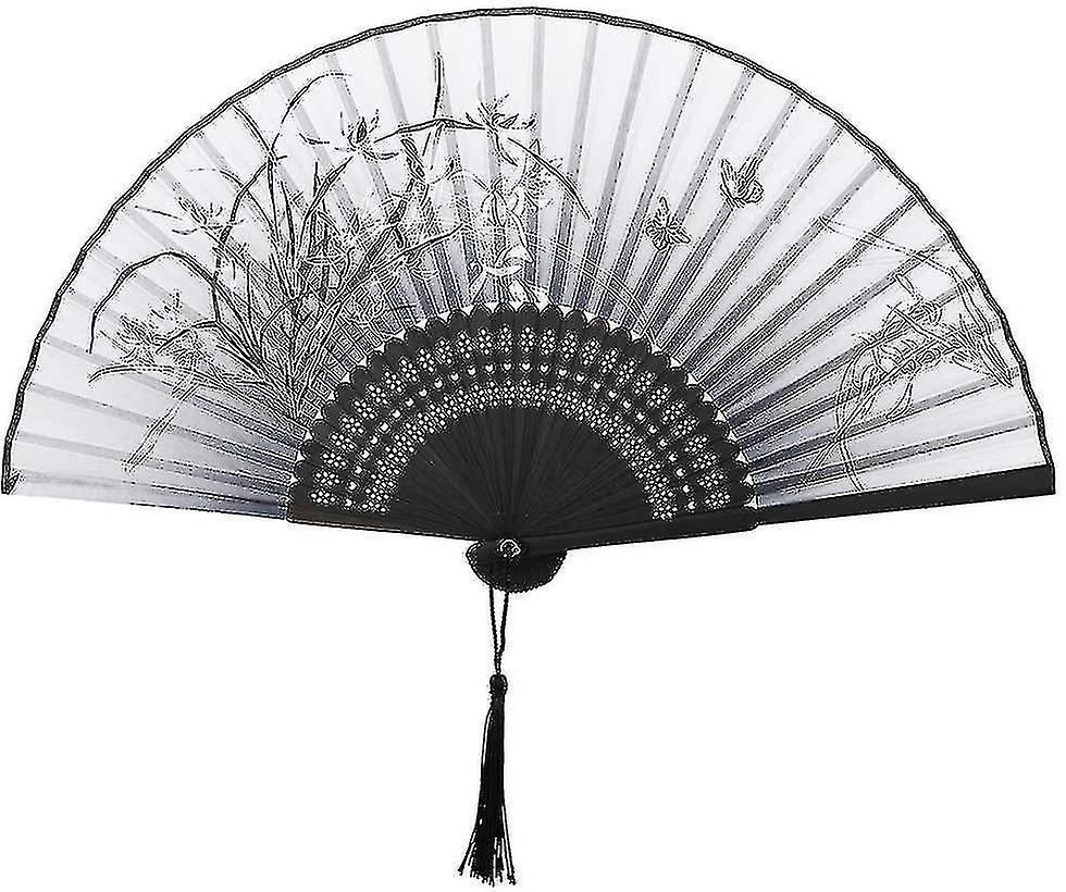 Folding Fan With Tassel Folding Fans Bamboo Silk Chinese Style Hand Fan Summer Folding Fan