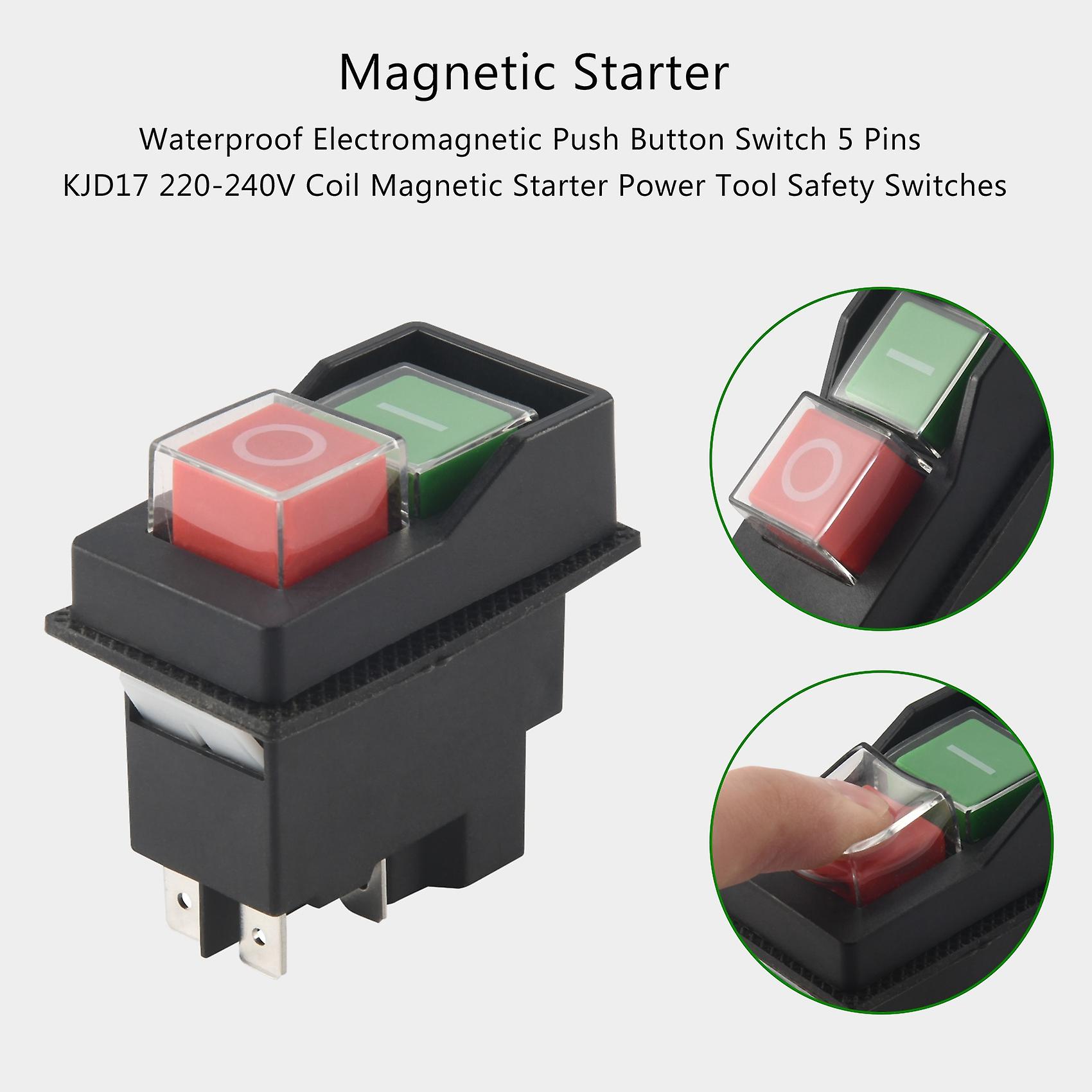 Waterproof Electromagnetic Push Button Switch 5 Pins Kjd17 220-240v ...