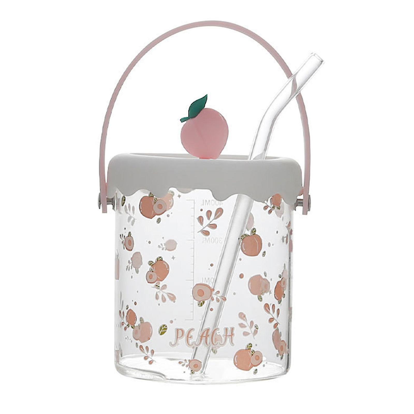 500ml Juice Glass Cups With Lids And Straws Water Bottle Creative Birthday Gift