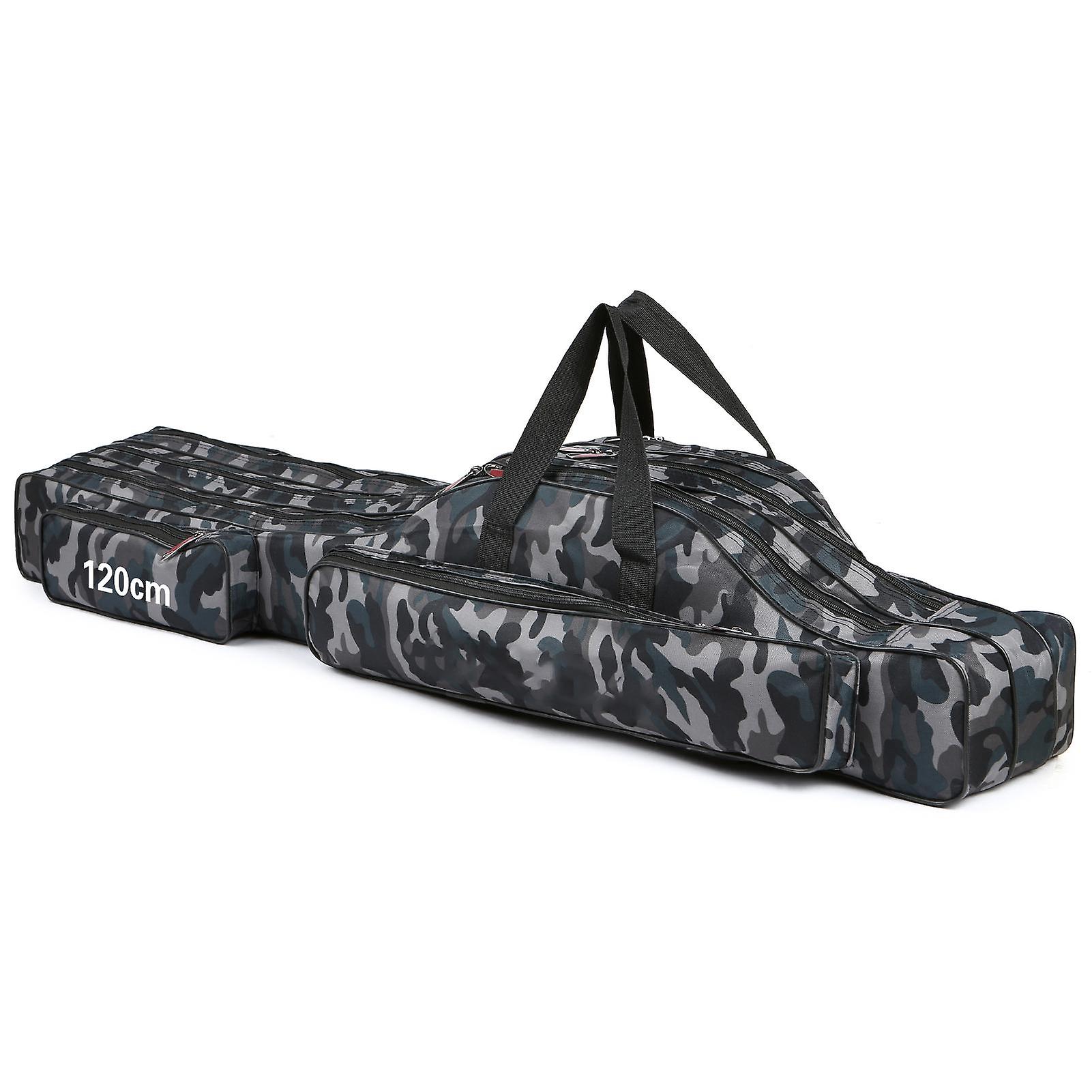 3 Layers Fishing Pole Bag Portable Folding Rod Carry Case Fishing Reel Tackle Storage Bag Case