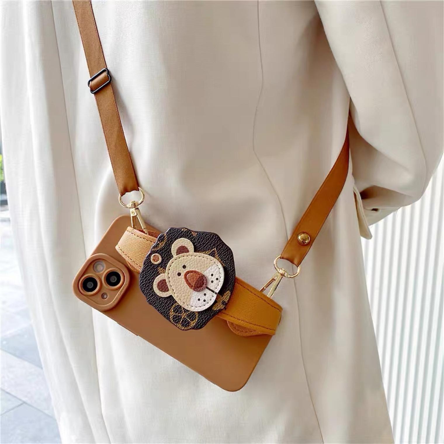 Lion Wrist Strap Lanyard Phone Case pour Iphone 14 13 12 11 Xs Xr X 6/7/8/se2 / se3 Mini Plus Pro Max