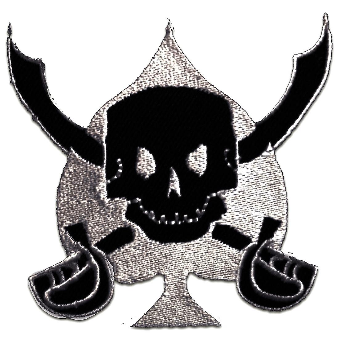 Patch / iron-on patch - Skull with sword - black - 7.5 x 7.8 cm - Patches
