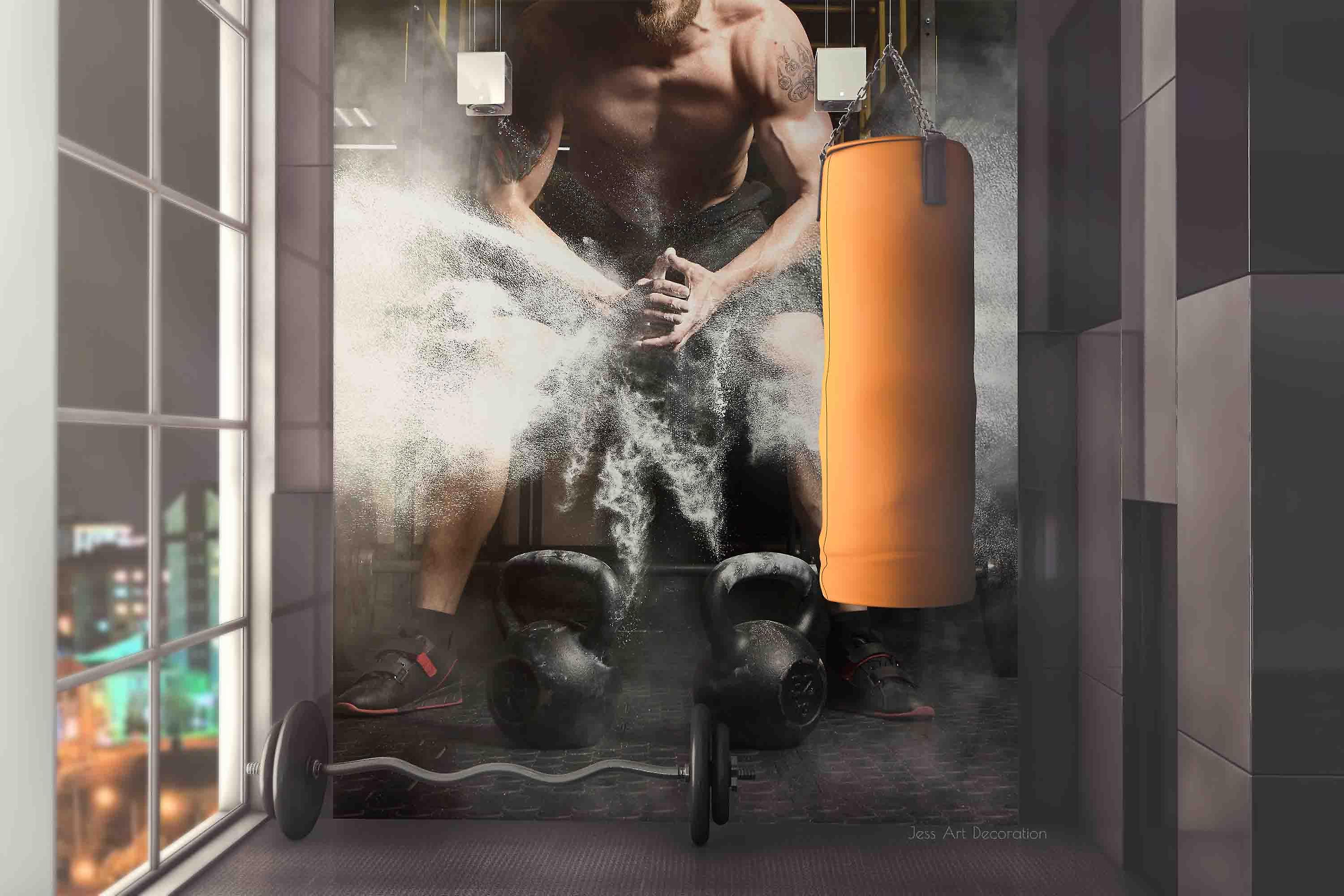 3D Men Arm Gym White Powder Wall Mural Wallpaper Gd 2961