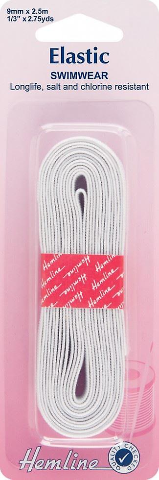 9mm Hemline Vävda Badkläder Elastisk 2,5m Vit