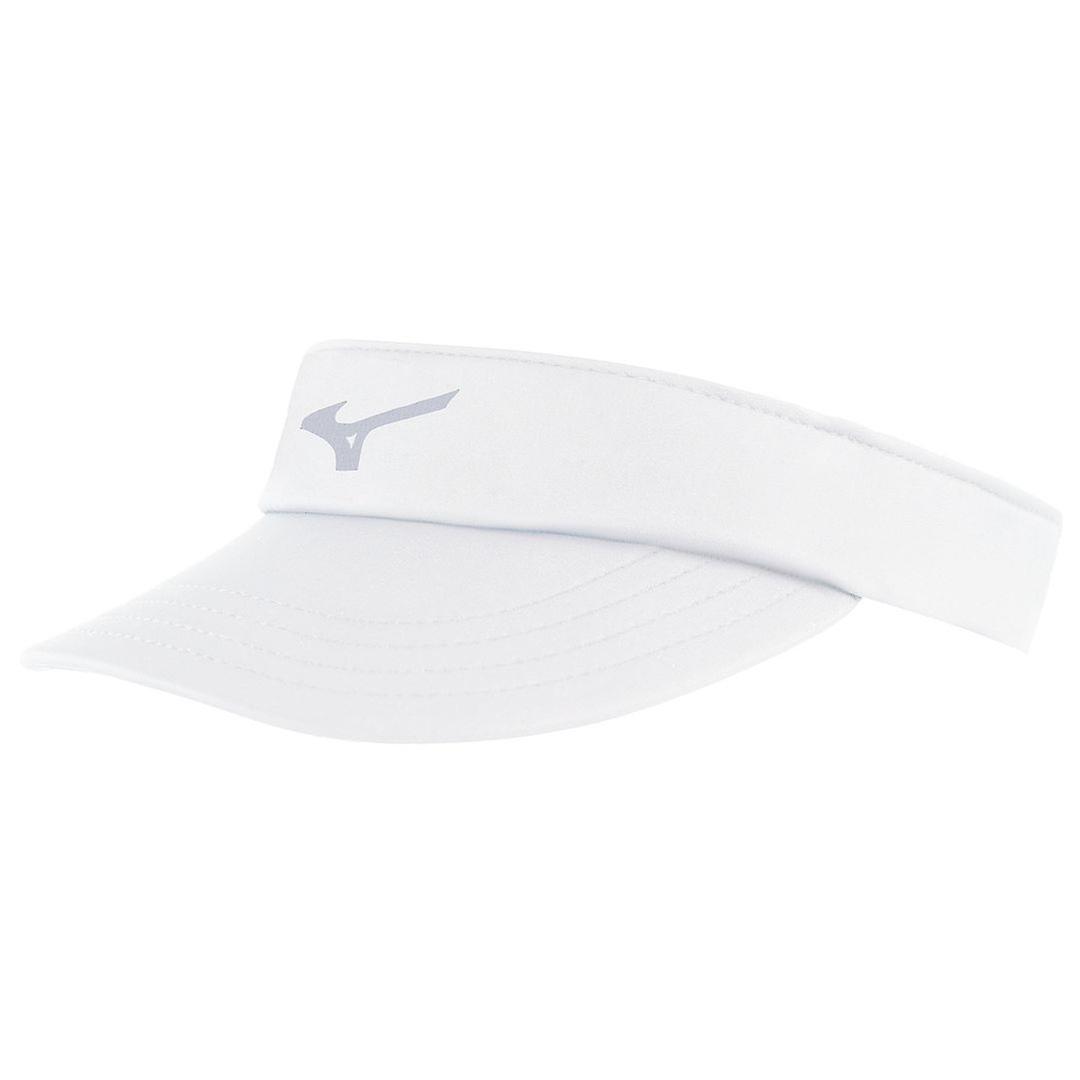 Mizuno לוגו גרפי לבן מתכוונן DryLite Elite Visor II כובע J2GW6002Z01
