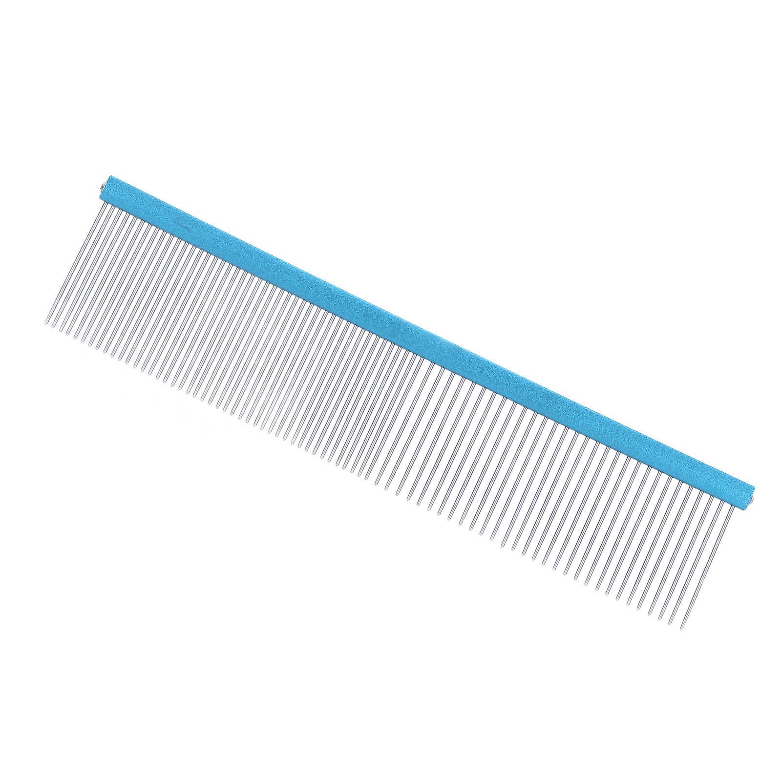 Pet Steel Comb 2 Different Densities Prevents Static Dog Grooming Comb with Rounded Ends for Long and Short Haired Breeds Blue 22cm/8.7in 