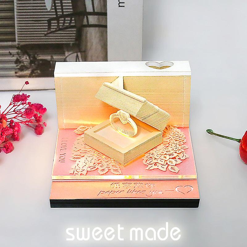 Couple Wedding Valentine's Day Creative Gift With Lights 3d Stereo Notepad
